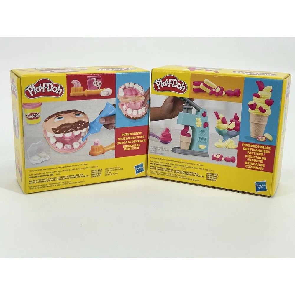 Play Doh Dentist Ice Cream Mini Playset 4 Colors Doctor Drill Lot Of 2 Easter